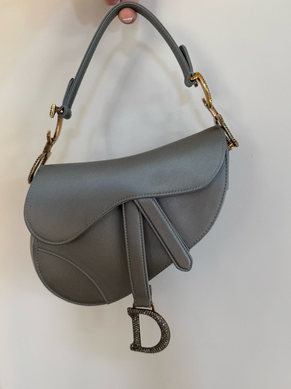 Dior Satin Saddle Bag Mini with Crystals